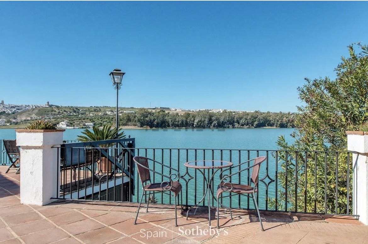 Lakeside terrace at team accommodation in Arcos de la Frontera